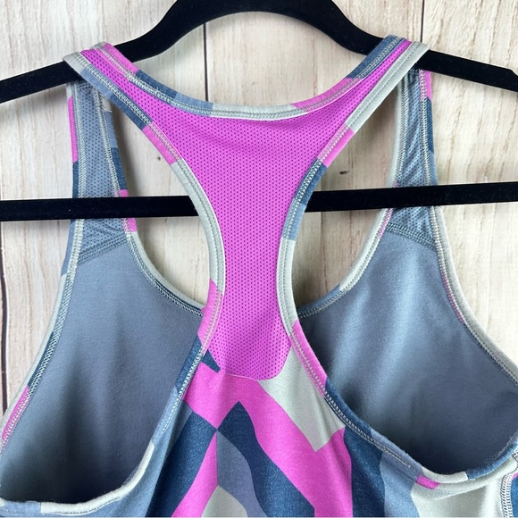 Nike Dri-fit Slim Fit Pink and Gray Chevron Racerback Tank Top - Picture 7 of 10